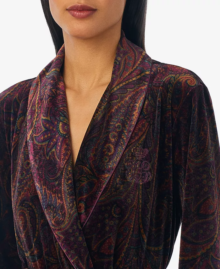 Lauren Ralph Lauren Women's Velvet Paisley Wrap Robe