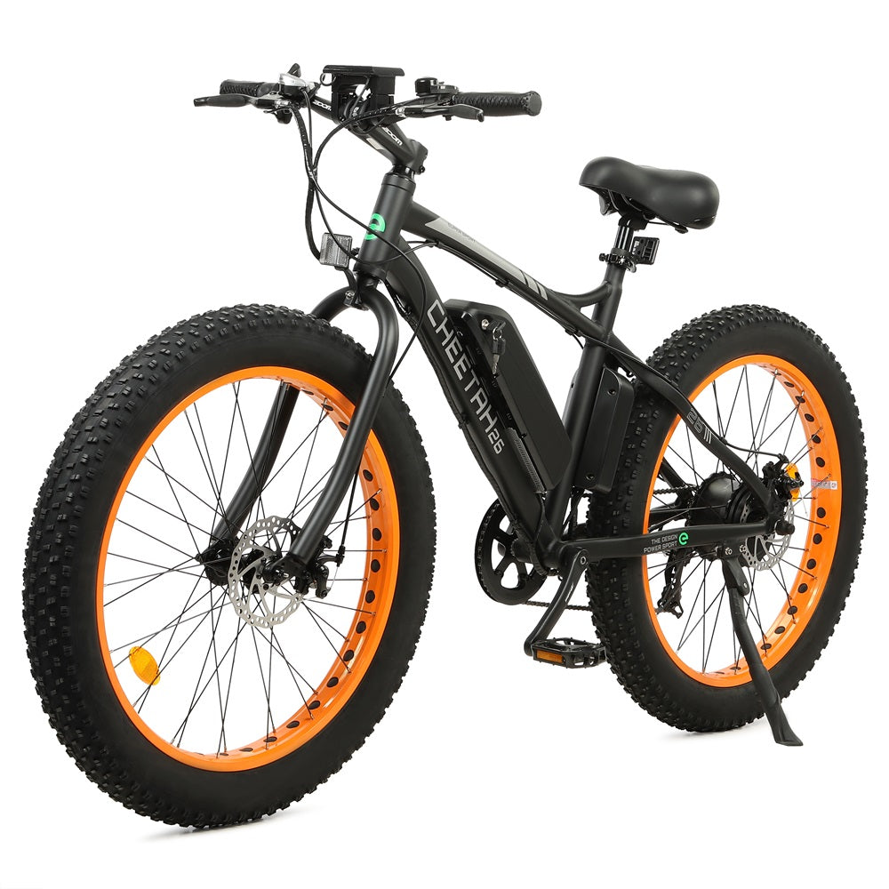 Ecotric Cheetah All Terrain Anti-Skid Fat Tire Beach Snow Electric Bike w/ 500W Brushless Motor For Long Lifespan, Dual Disk Brakes For Safety and Powerful Braking