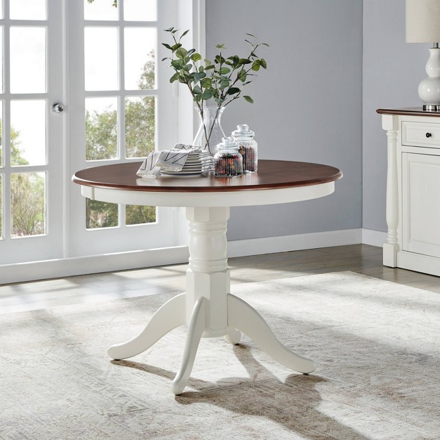 Shelby Round Dining Table Distressed White Crosley