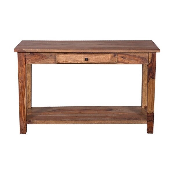 Porter Designs Taos Traditional Solid Sheesham Wood Console Table， Brown