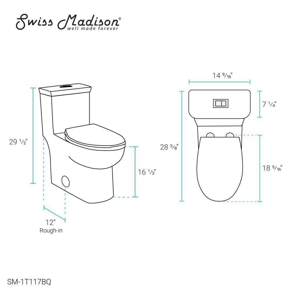 Swiss Madison Classe 1Piece 1116 GPF Dual Flush Elongated Toilet in Bisque Seat Included