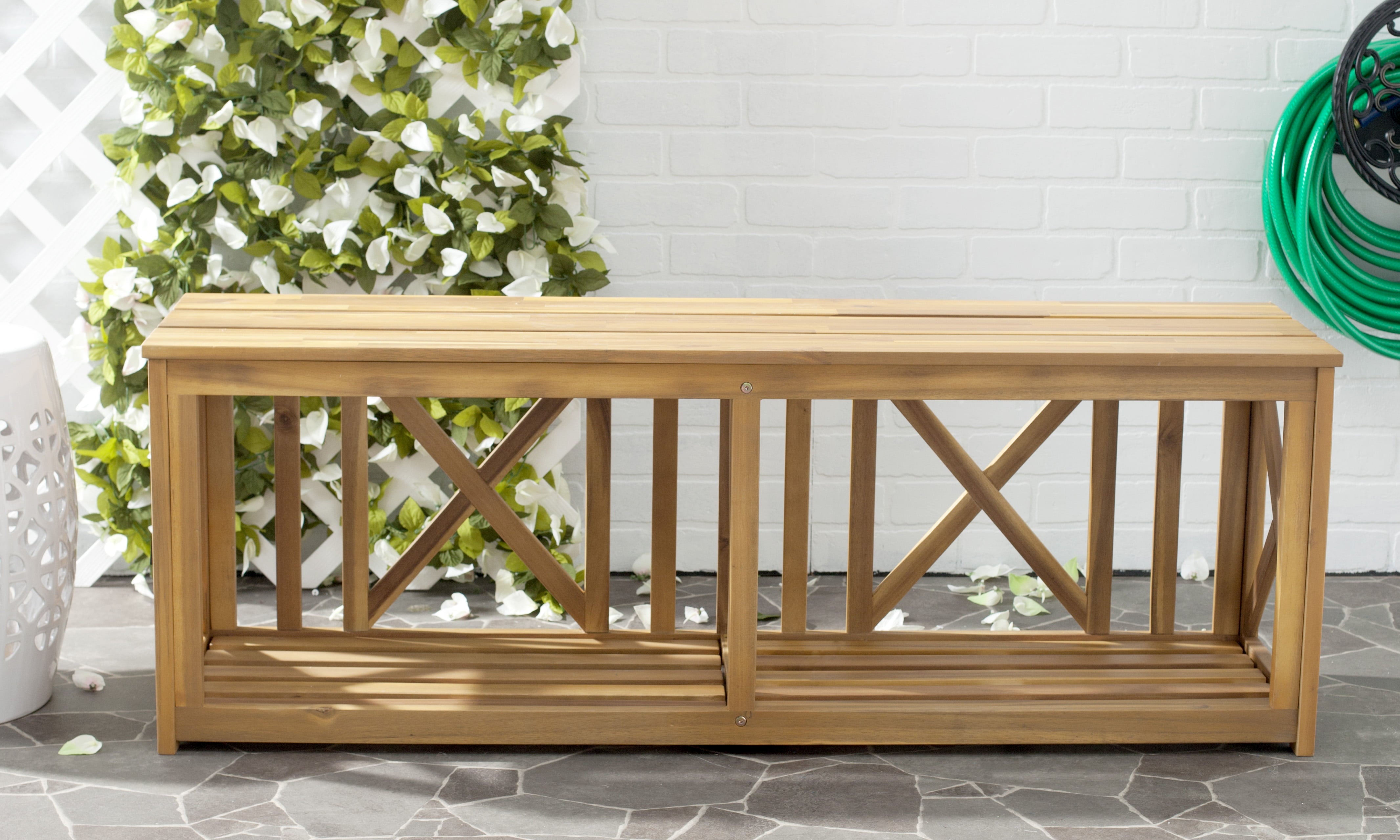 Safavieh Branco Indoor/Outdoor Modern Glam Acacia Bench