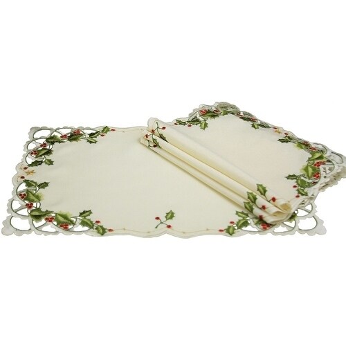 Winter Berry Collection Christmas Placemats， 12 by 18-Inch Set of 4