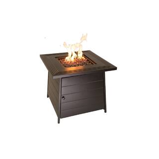 Endless Summer 28 in. W x 24 in. H Outdoor Square Steel Frame LP Gas Black Fire Pit with Piezo Ignition Lava Rock GAD1446ES