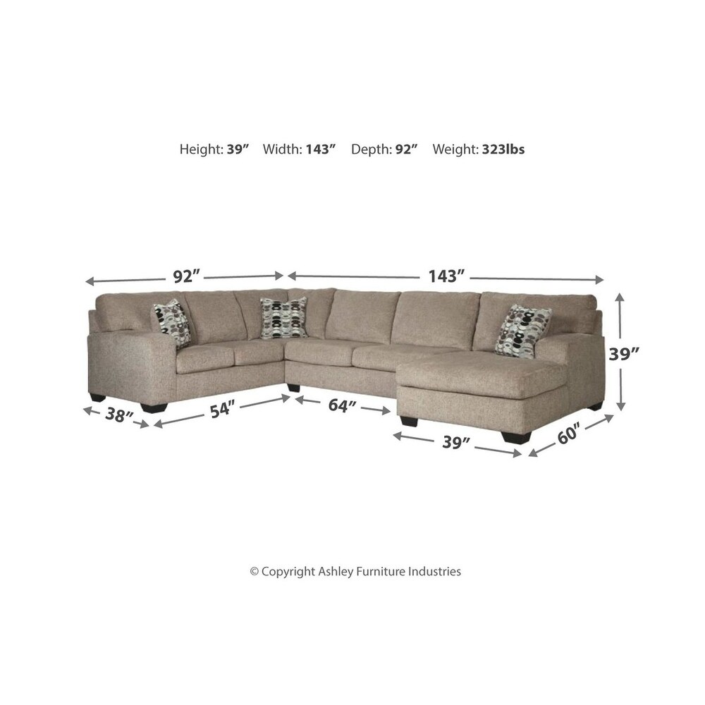 Ballinasloe 3 Piece Sectional  Platinum