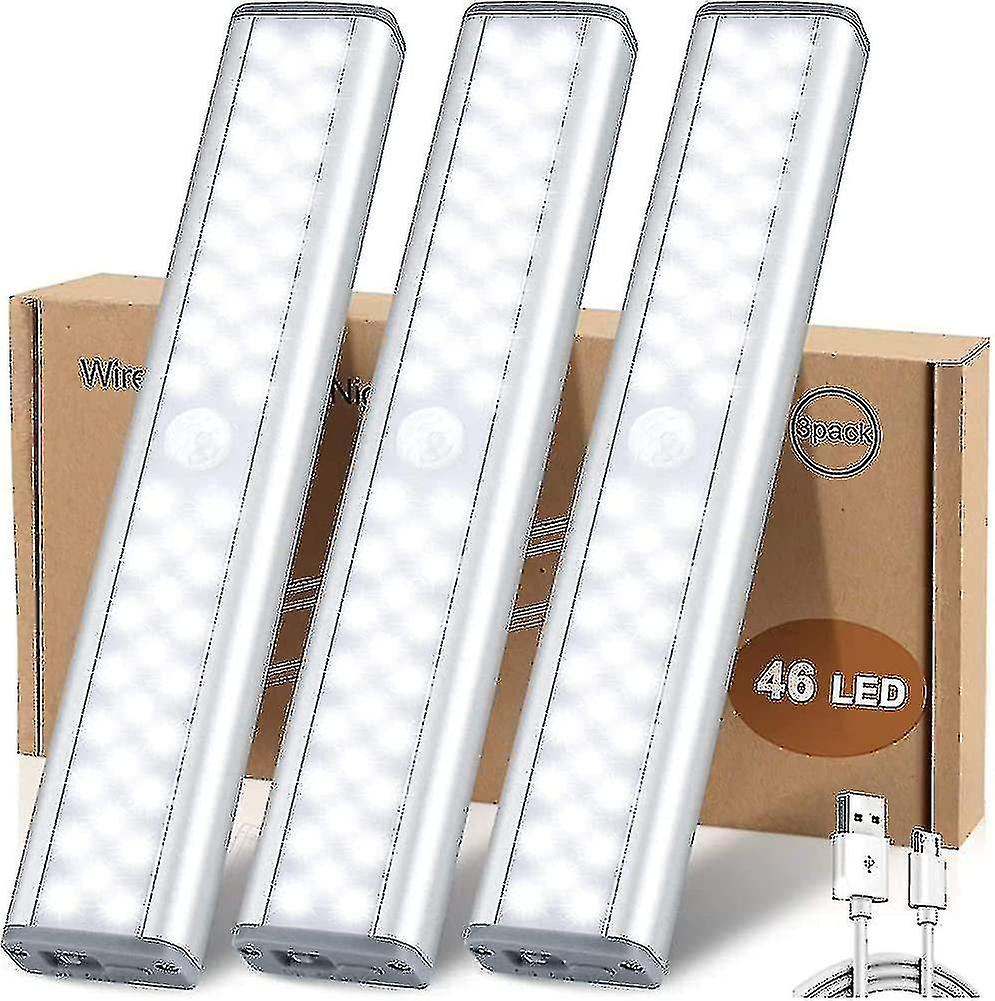 46 Led Lights，motion Sensor，3 Lighting Modes Wireless Usb Rechargeable Closet