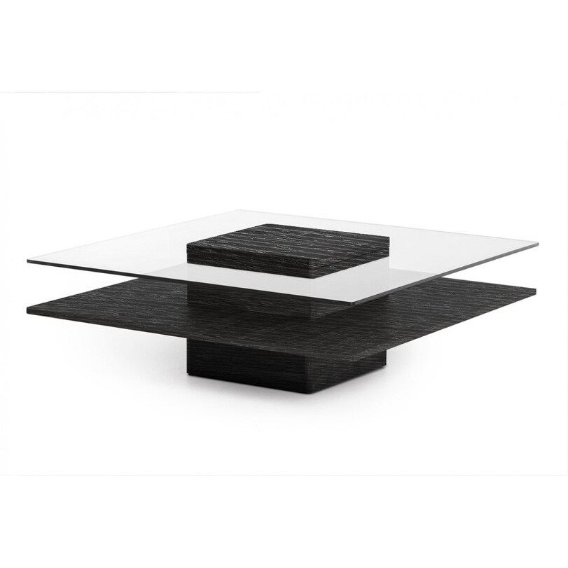 Modrest Clarion Modern Grey Elm and Glass Coffee Table