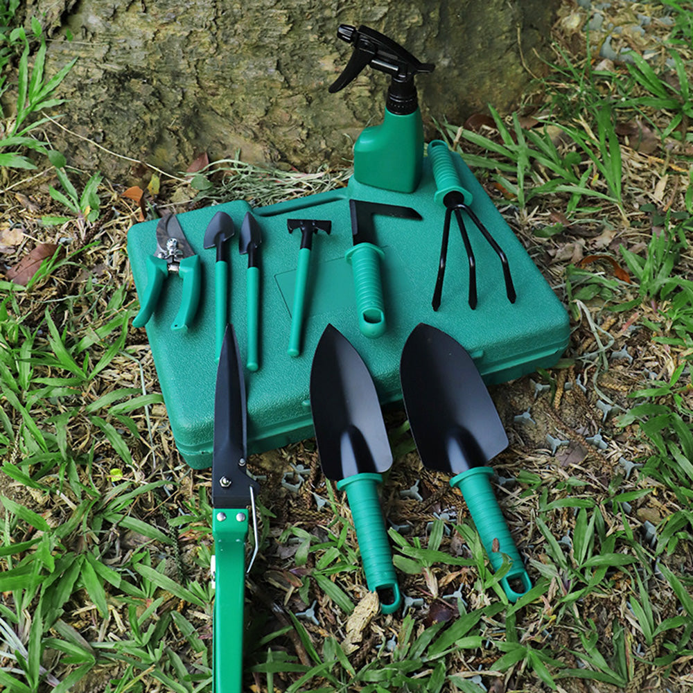 Aoresac 10 Pieces Garden Tools Kit, Including Digging Weeder, Rake, Shovel, Sprayer, for Outdoor