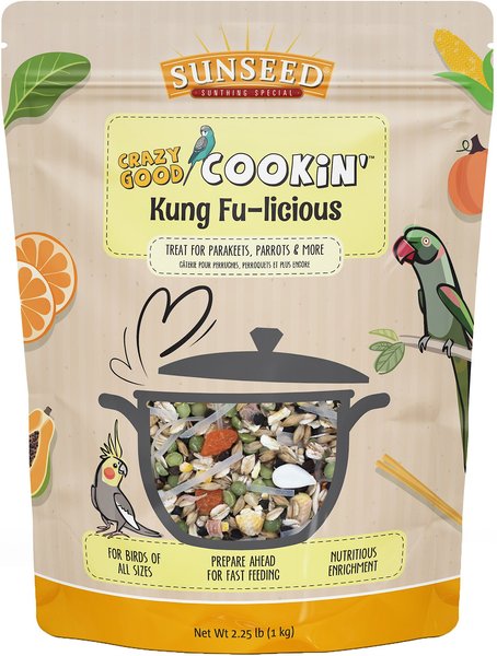 Sunseed Crazy Good Cookin' Kung Fu-Licious Cookable Bird Treat， 2.25-lb bag