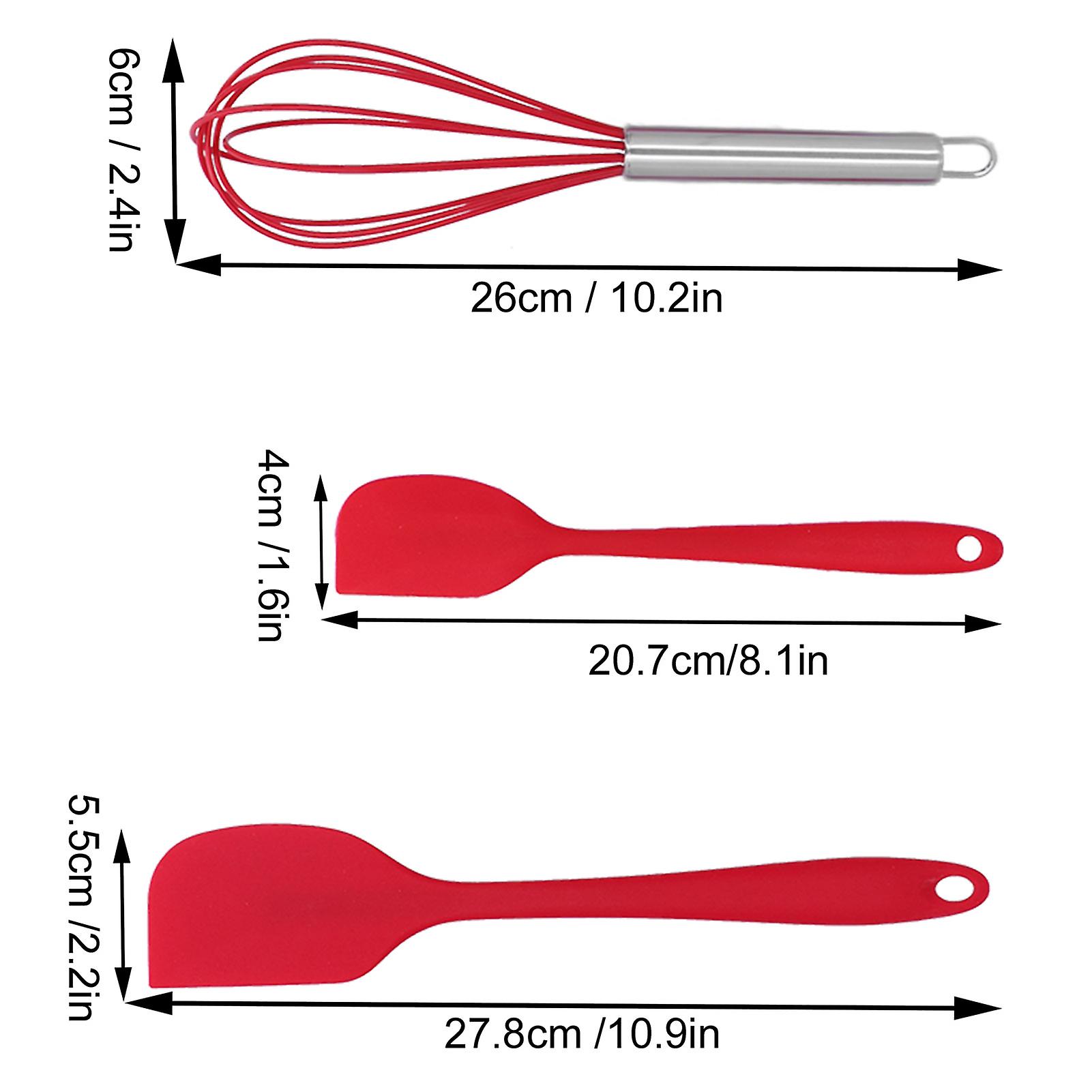 5 Pcs Silicone Spatulas Set， Heat Resistant Kitchen Utensil With Pastry Brush And Whisk Mini Diy Kitchen Tools For Home Cooking Baking[red]