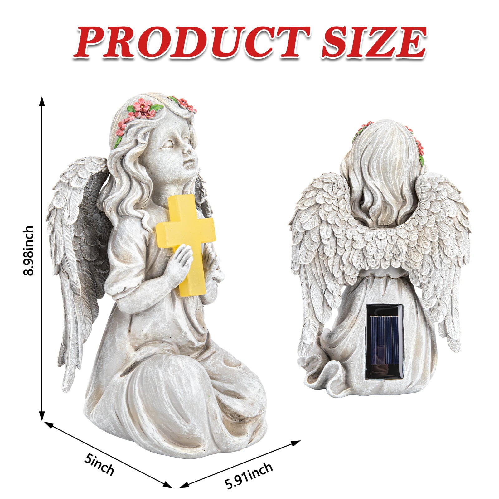 Wonder Garden Angel Statues Outdoor with LED Lights, Solar Angel Figurine for Garden , Patio, Yard Art Decor, Memorial & Blessing Gifts