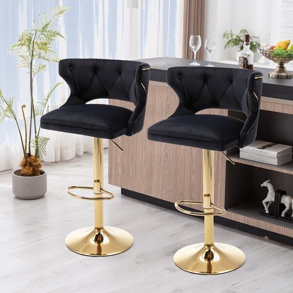 Modern 2PCS Bar Stools With Back and Footrest Counter Height