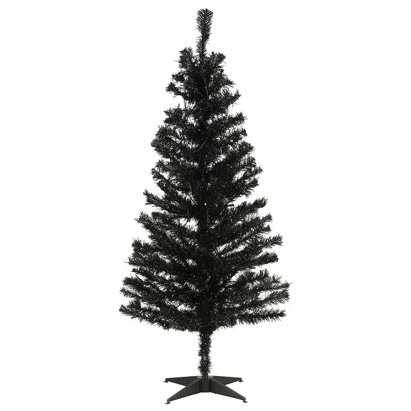 National Tree Company 4 ft. Tinsel Tree，Black，with Clear Lights