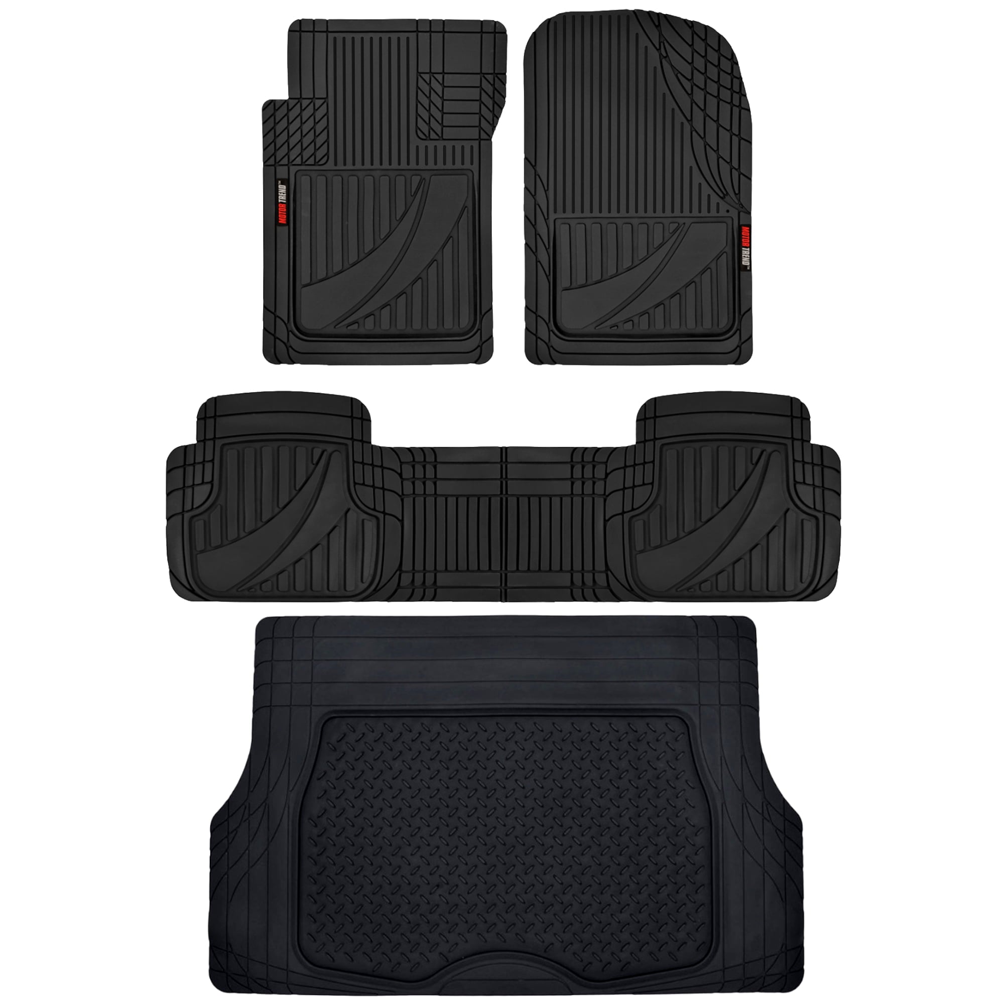 Motor Trend FlexTough Advanced Performance Car Floor Mats and Cargo Liner - 4pc HD Rubber Floor Mats and Trunk Mat for Car SUV Van Auto