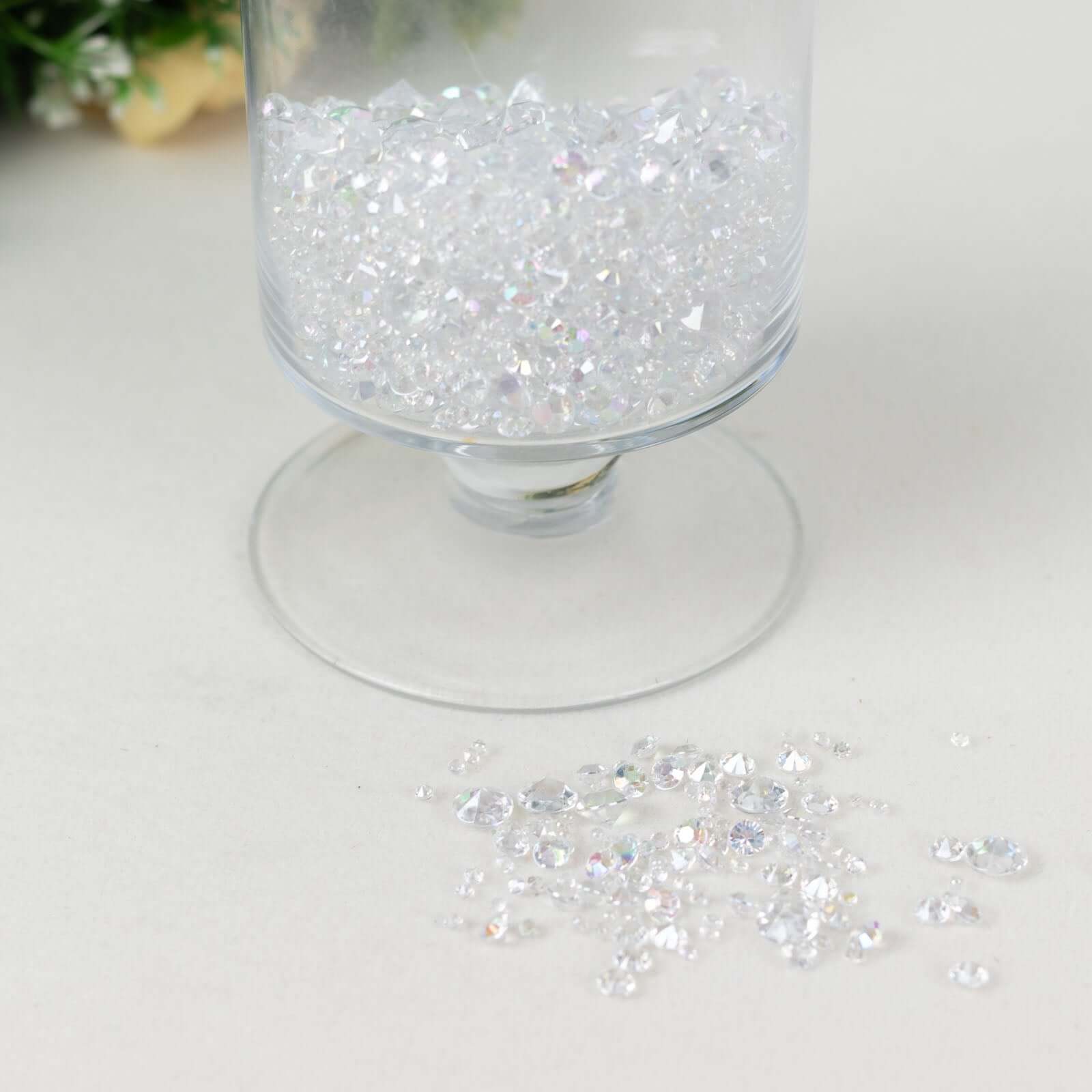 4000 Pcs Iridescent Acrylic Diamond Vase Fillers Table Scatters, DIY Craft Beads Wedding Table Confetti - 3mm, 6mm, 10mm