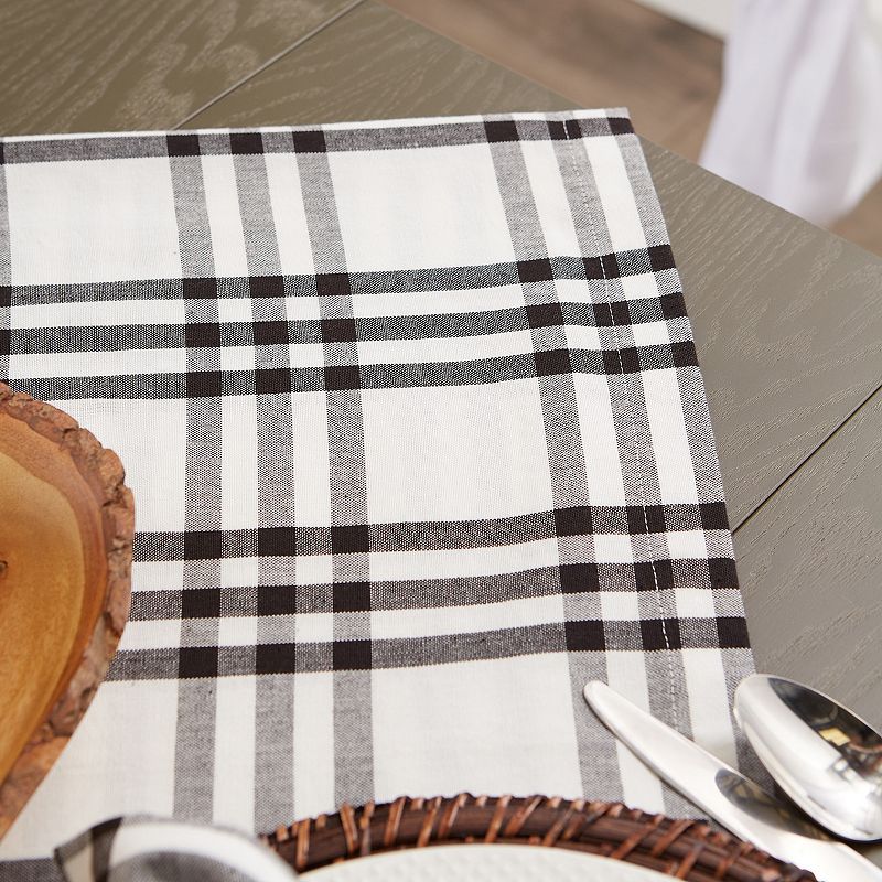 120 Cotton Tablecloth with Black Plaid Design