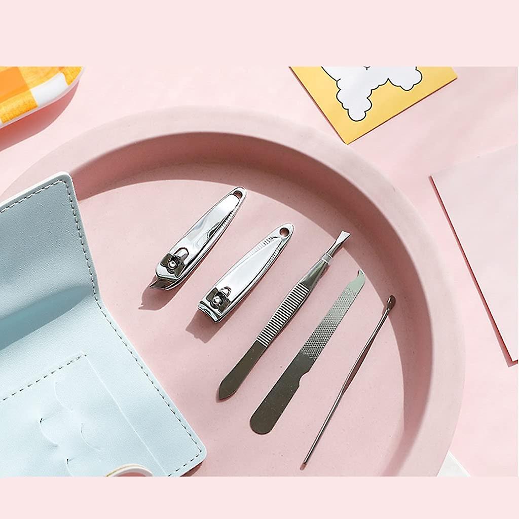 Nail Cutter Kit Cute Girls Manicure Clippers Stainless Steel Nail Clippers Personal Care Cleaning Portable 5-piece Set For Girls Nail Clippers Set (co