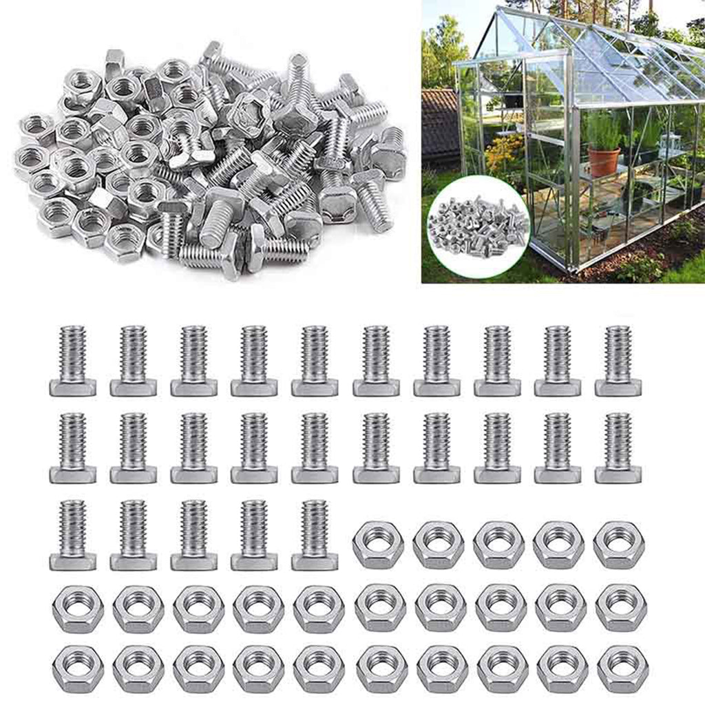 Aluminum Greenhouse Nuts and Bolts Parts Replacement Gardening Outdoor 50 set