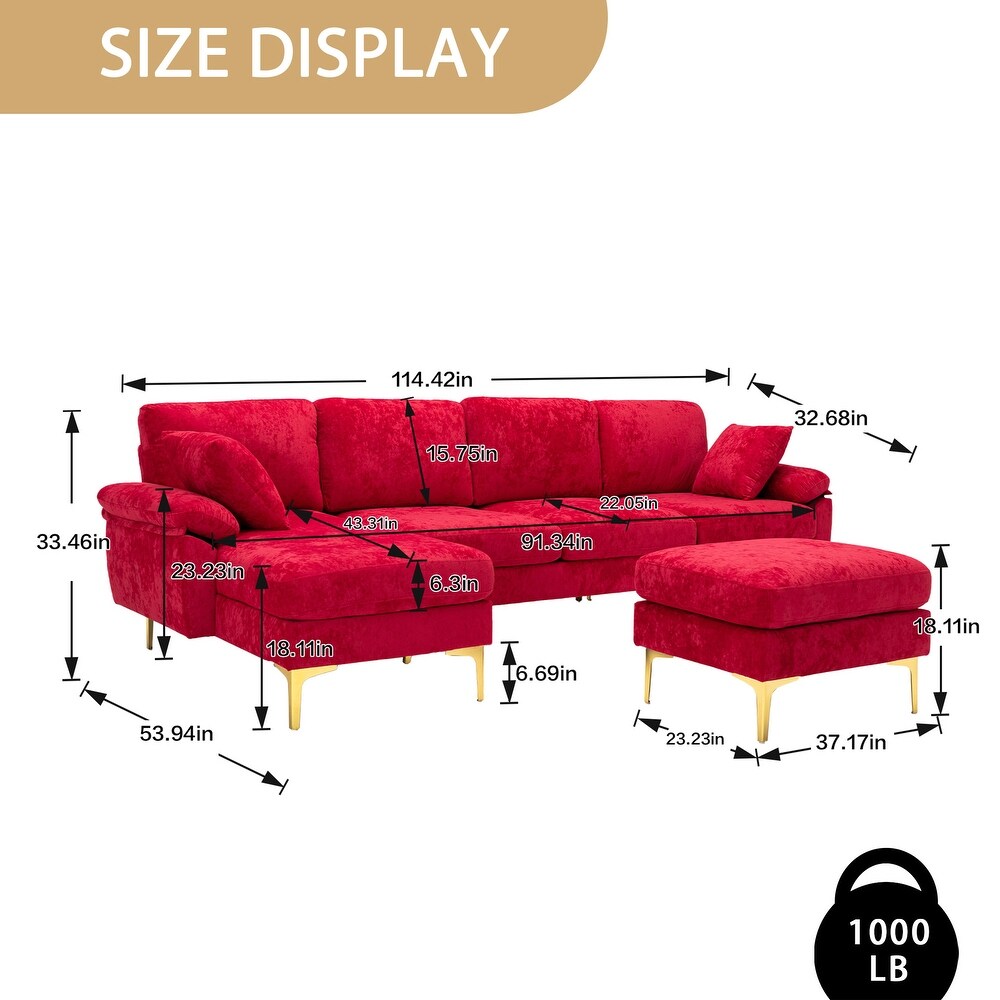 Minimalist corner U shaped fabric living room combination sofa