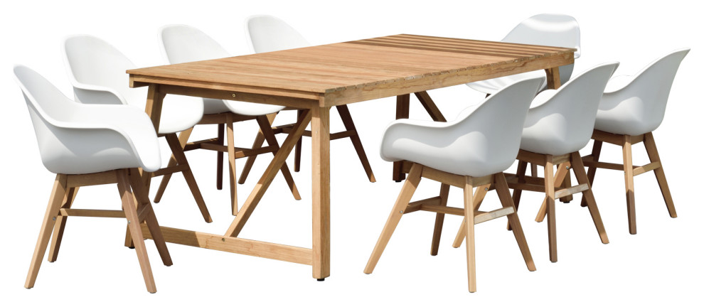 Amazonia Grade A Reclaimed Teak Michelle Deluxe Rectangular Dining Set   Midcentury   Outdoor Dining Sets   by Amazonia  Houzz