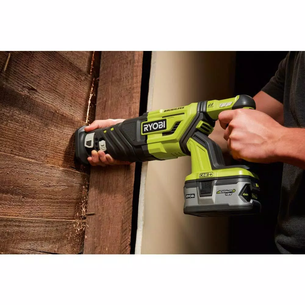 RYOBI 18-Volt ONE+ Cordless Brushless Reciprocating Saw (Tool Only) with Wood Cutting Blade and#8211; XDC Depot