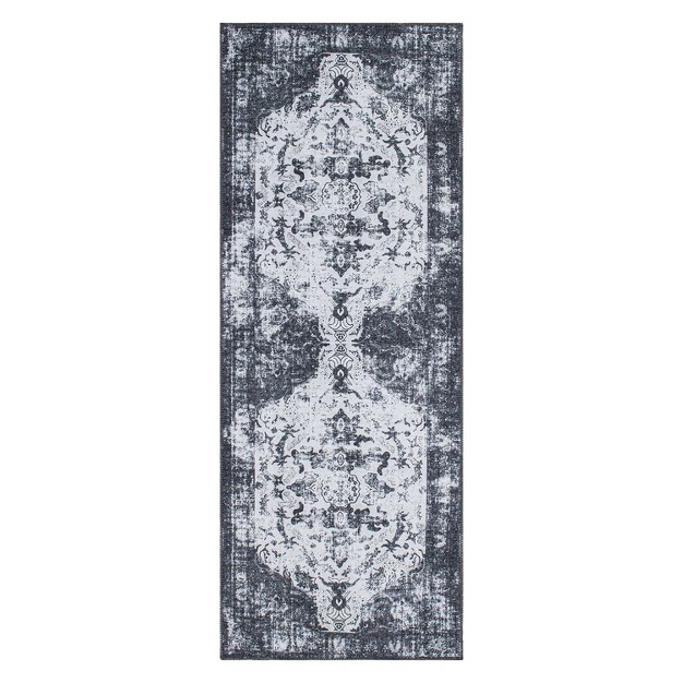 World Rug Gallery Vintage Distressed Medallion Machine Washable Area Rug