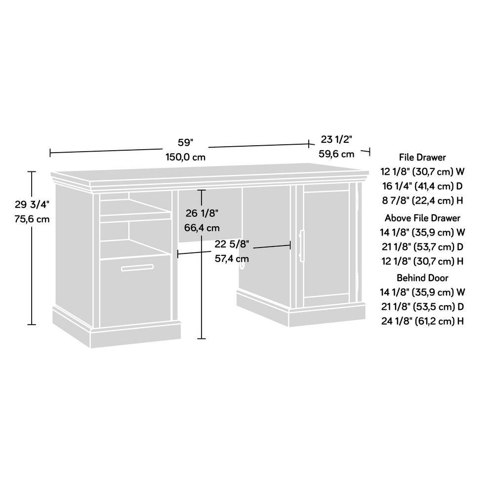 SAUDER Aspen Post 59.055 in. W Prime Oak Computer Desk with Cord Management 427030