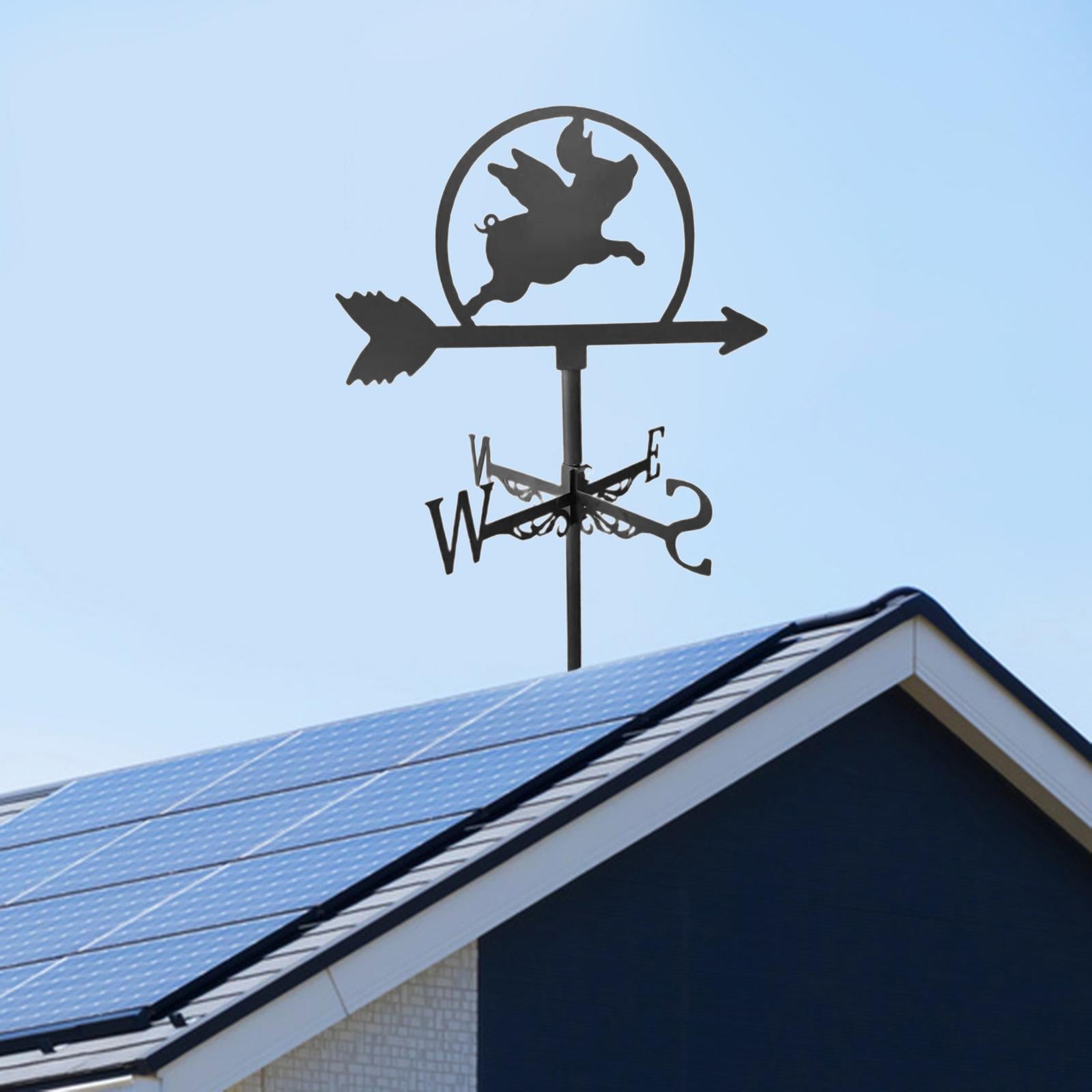 Durable Weather Vane Animal Statue Wind Direction Indicator Farm Scene Home Outdoor Garden Yard Measuring Tool Roof Decor -