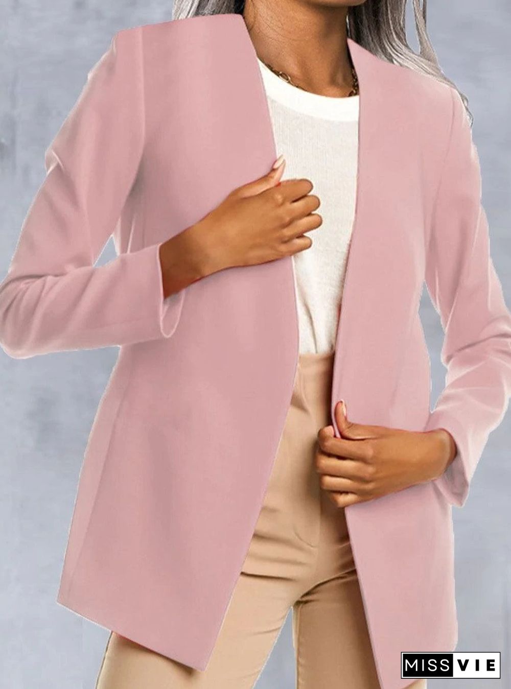 Loose Casual Solid Color Cardigan Blazer