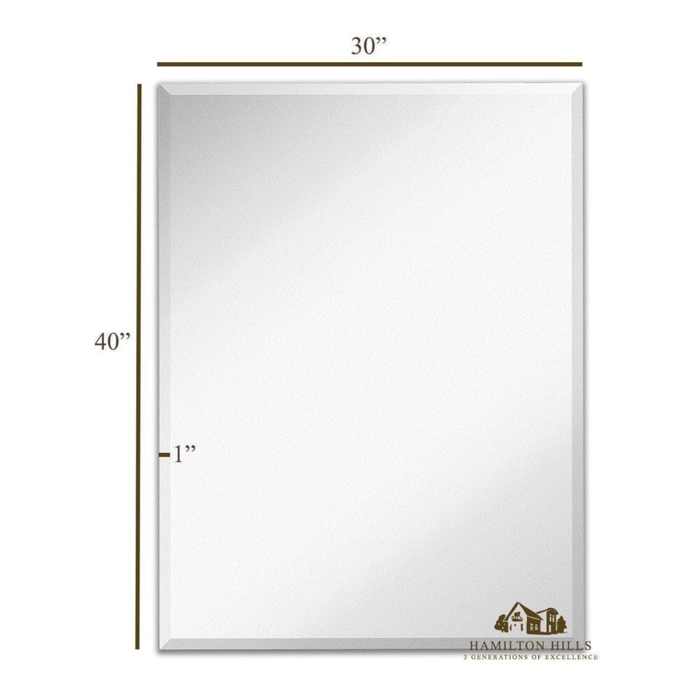 Large Simple Rectangular 1 Inch Beveled Wall Mirror (30