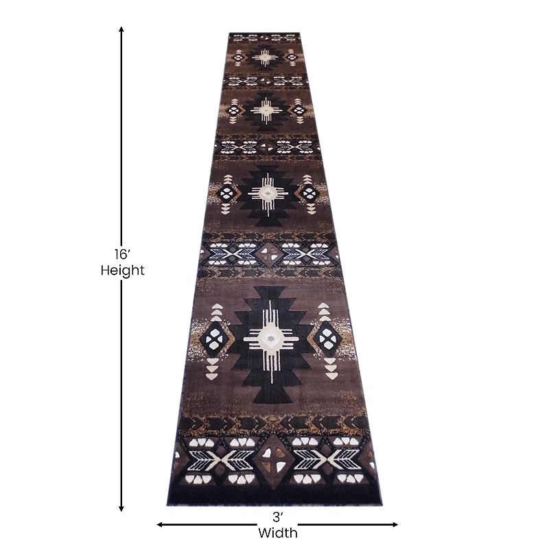 Masada Rugs Masada Rugs 3'x16' Southwest Native American Runner Rug - Design C318 Chocolate