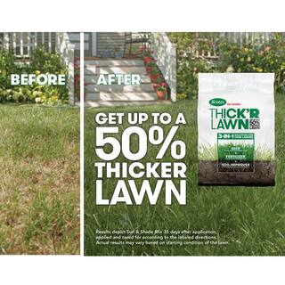 Scotts Turf Builder 40 lbs. 4000 sq. ft. THICK'R LAWN Grass Seed Fertilizer and Soil Improver for Sun  Shade 30158-1