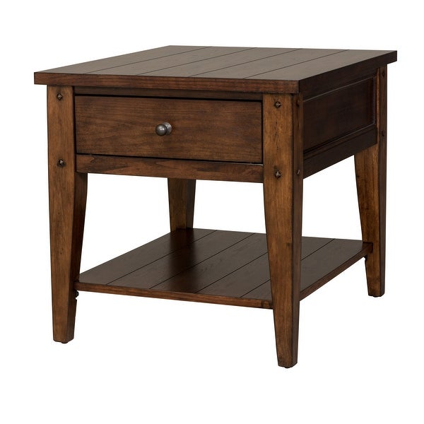 Lake House Rustic Brown Oak 3 Piece Set (1-Cocktail 2-End Tables)