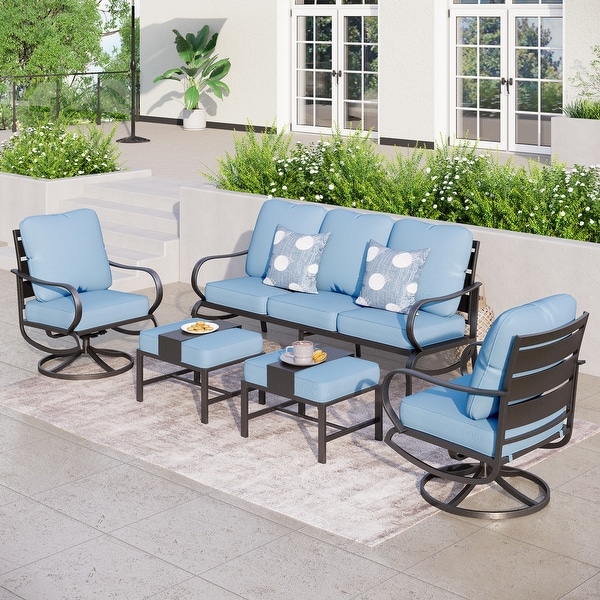 MAISON ARTS 5/7Seat Patio Conversation Set，Sofa Set with 2 x Single Sofa Chairs，1 x 3seater Sofa and Coffee Table/Ottomans