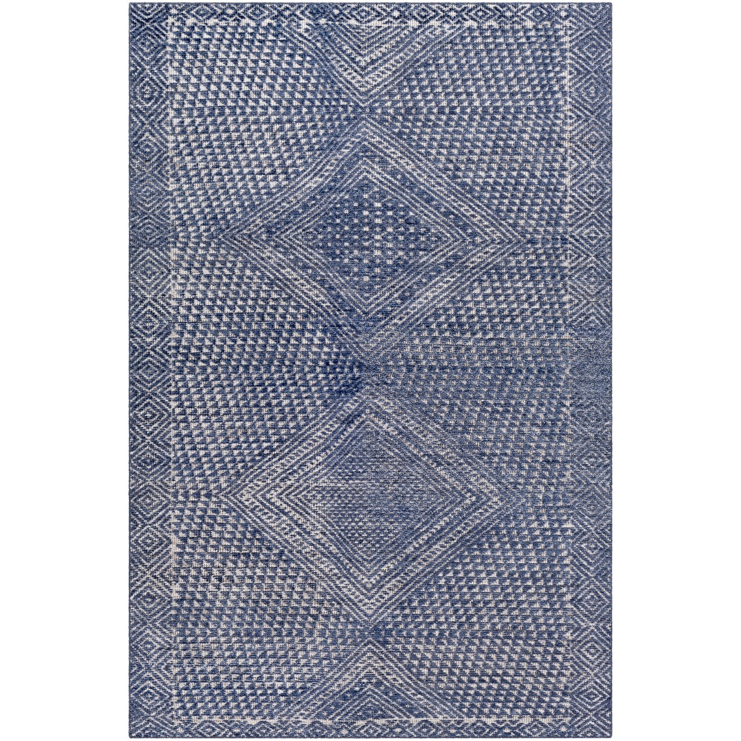 Livorno Hand Knotted Rug in Denim, White, Taupe