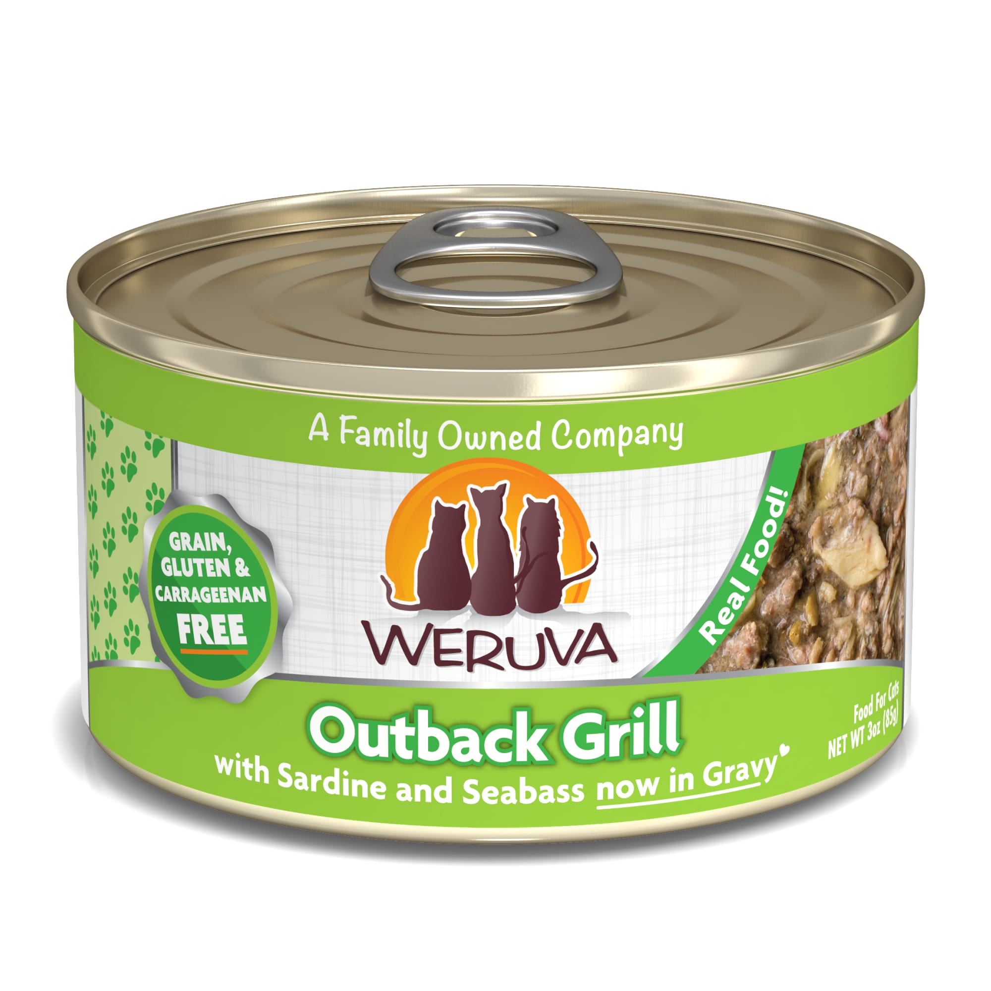 Weruva Classics Outback Grill with Trevally  Barramundi in Gravy Wet Cat Food， 3 oz.， Case of 24