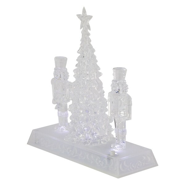 9 LED Lighted Icy Crystal Nutcracker and Christmas Tree Decoration