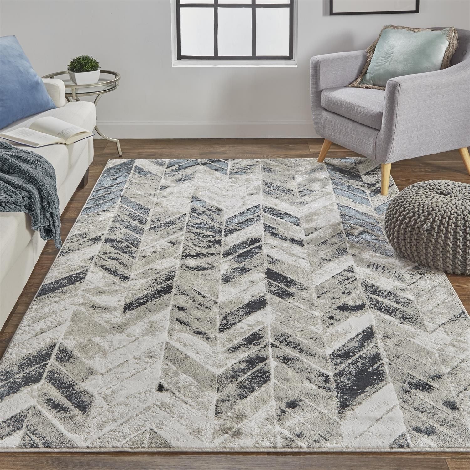 Orin Silver and Black Rug by BD Fine