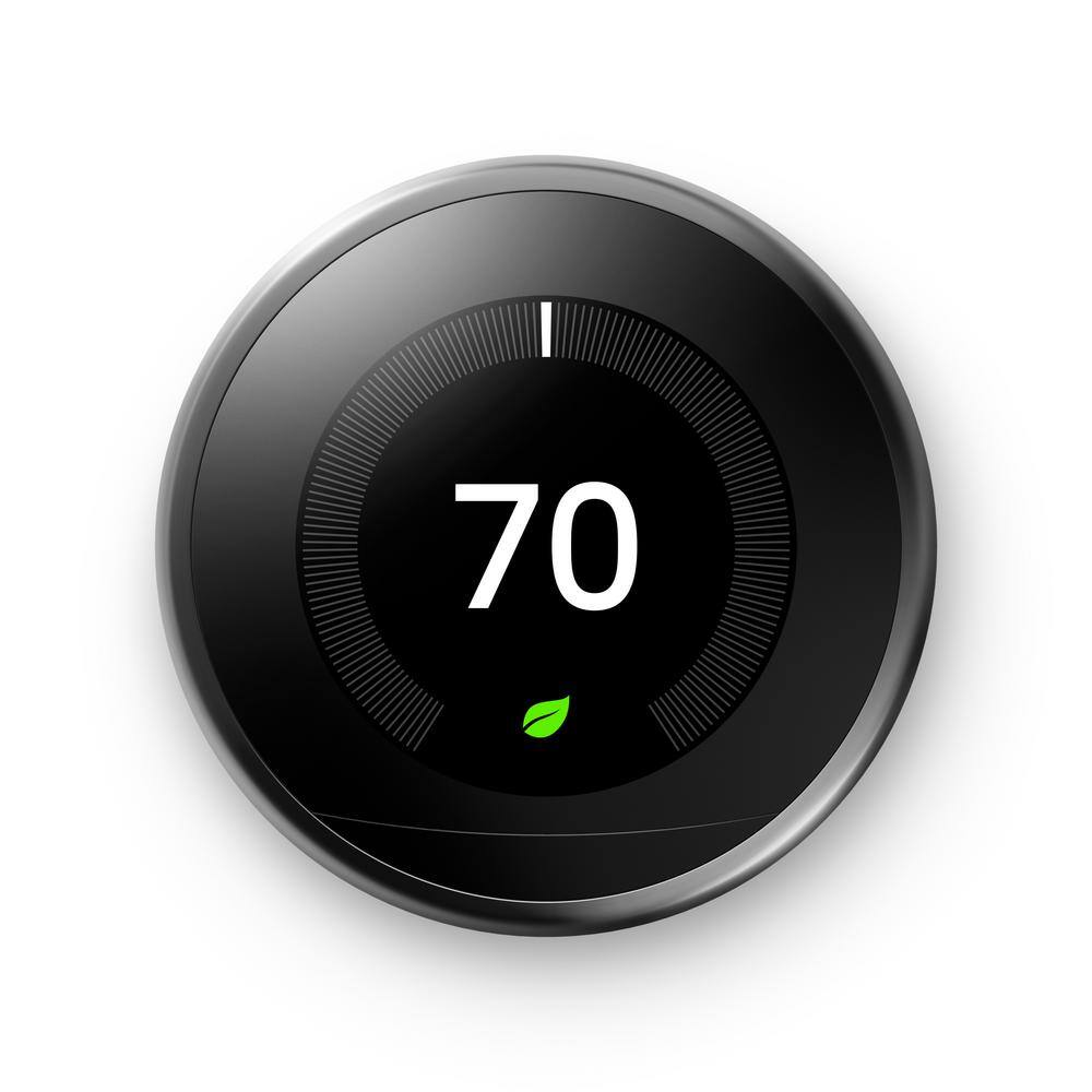 Google Nest Learning Thermostat - Smart Wi-Fi Thermostat - Mirror Black T3018US