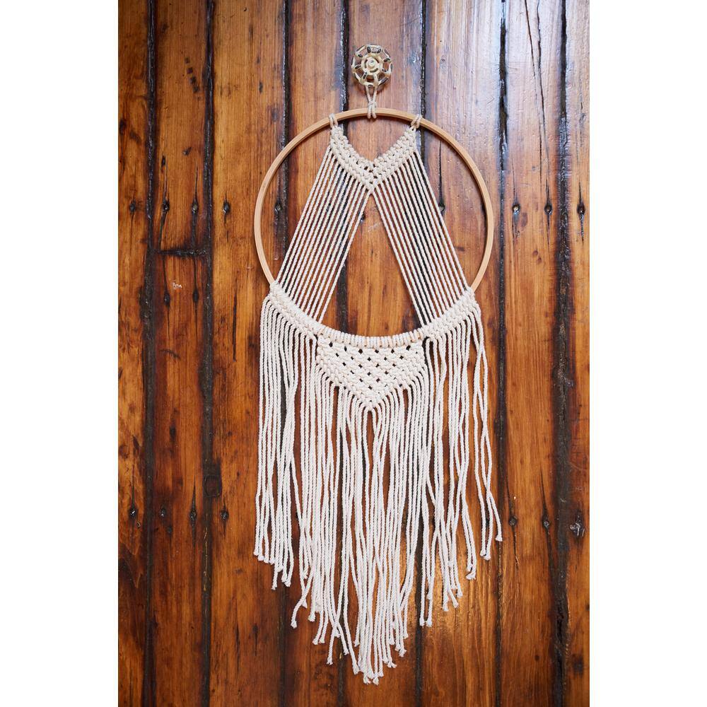 Primitive Planters Off White Woven Cotton Macrame Dream Catcher 9383