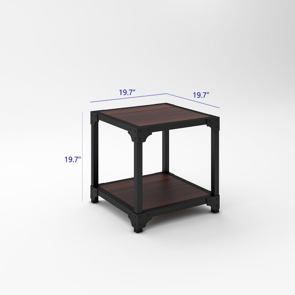 Davee Wood and Metal Square End Table with Shelf - 20''x20''x20''