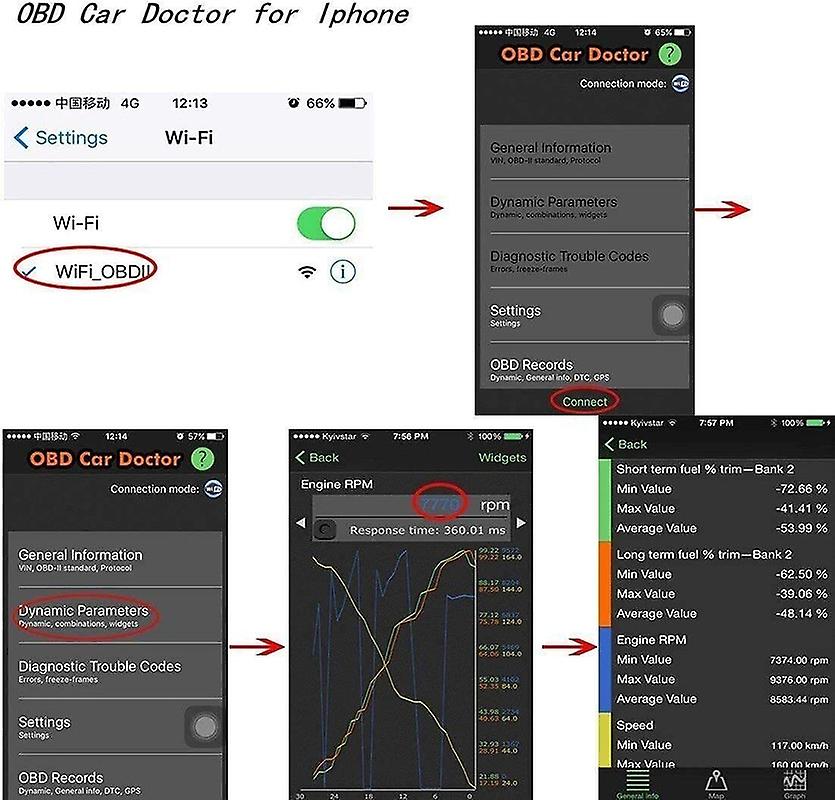 Car Wifi Obd2 Scanner Engine Fault Code Reader Adapter For Iphone Ios Android Windows Auto Check Engine Light Clear Obdii