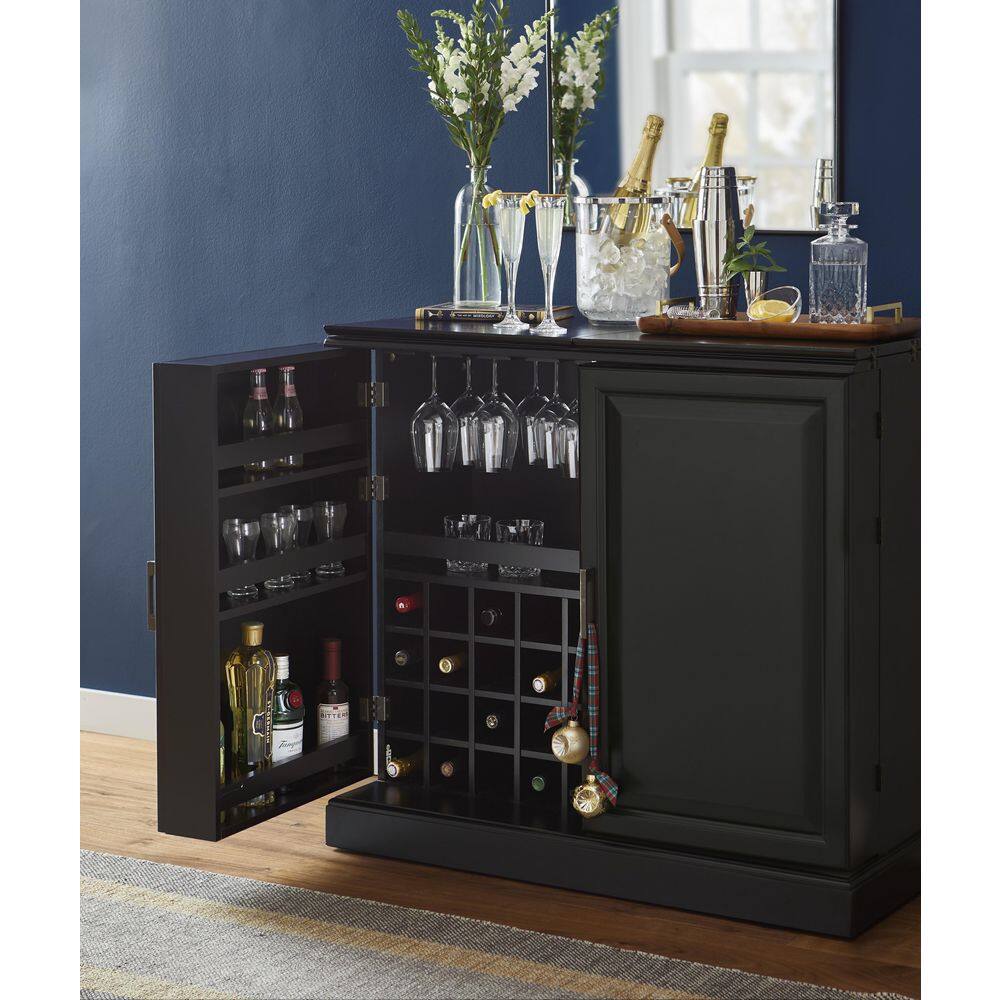 Home Decorators Collection Jamison Black Bar with Expandable Storage SK18215A