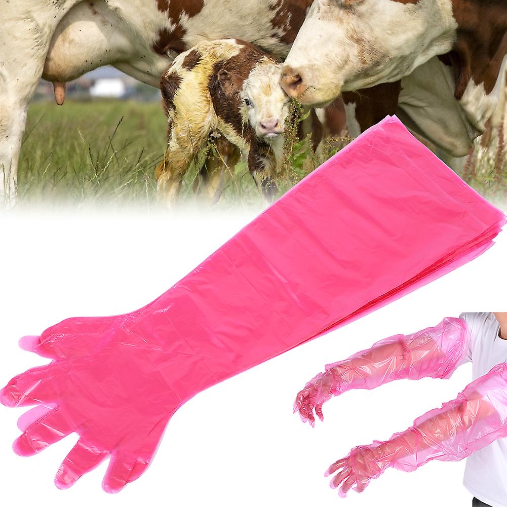 50pcs Disposable Long Arm Gloves Soft Elastic For Livestock Veterinary Examination Redred Long Arm Gloves