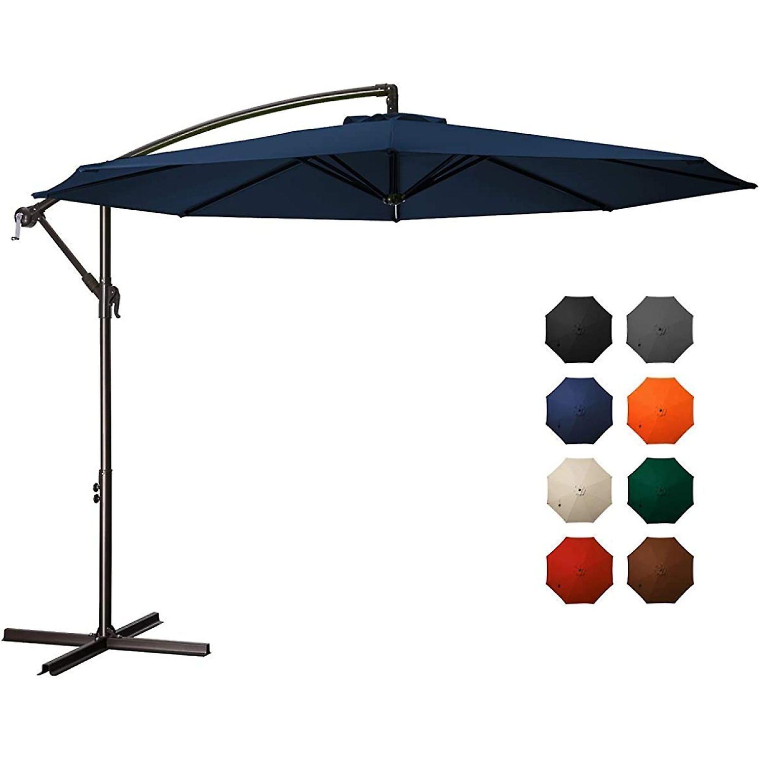 10ft Outdoor Umbrella Patio Offset Cantilever Umbrella， Large Market Deck Pool Backyard Umbrella With Cross Base and 10ft Dia Shade Table With 5 To 8 Ch