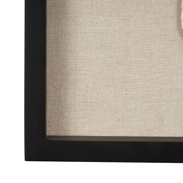 Shell Handmade Abstract Circular Wall Decor With Beige Linen Backing And Black Frame Cream Olivia amp May