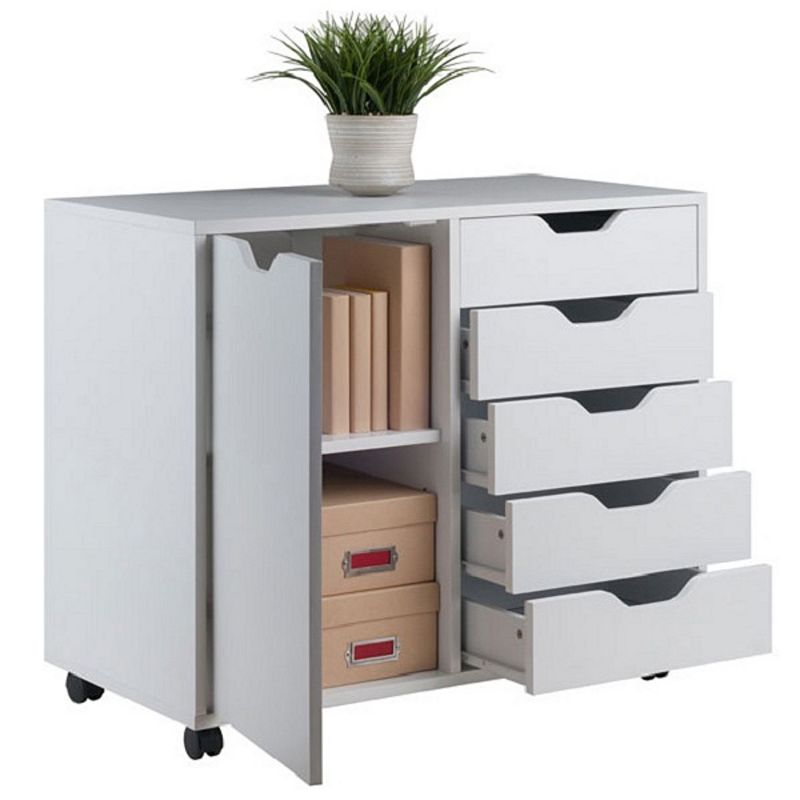 30.50” White Hallifax Wooden High Cabinet for Closet with Casters