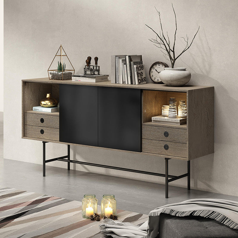 BAYLEN Sideboard Buffet 1.6M - Warm Oak & Black