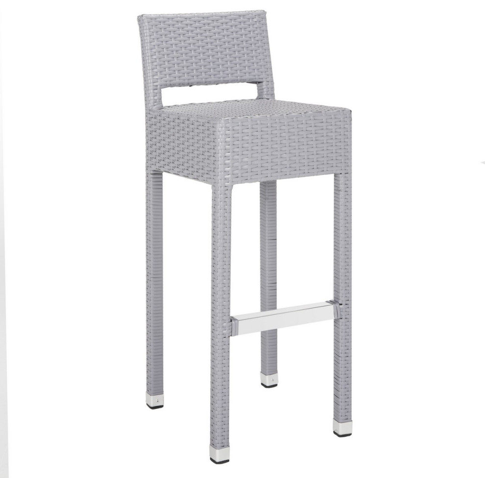 Barrin Indoor Outdoor Bar Stool Grey  Set of 2   Tropical   Outdoor Bar Stools And Counter Stools   by Peachtree Fine Furniture  Houzz