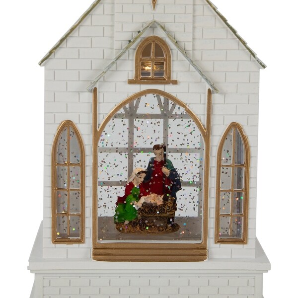 LED Lighted Holy Family Church Scene Christmas Snow Globe